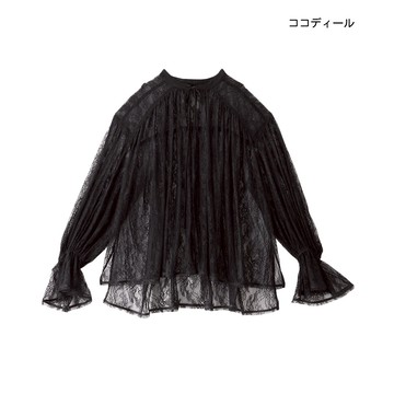 【ココディール】黑色鈴口袖蕾絲衫 O2W18185