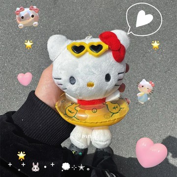 臺灣出貨💥夏日可愛游泳圈kitty卡通掛件情侶生日禮物鑰匙扣少女心貓咪掛件