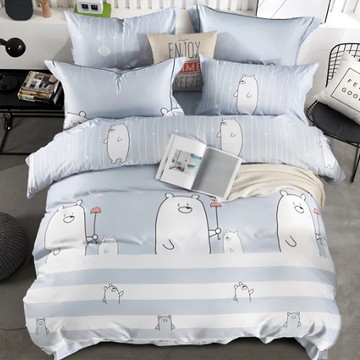 藍貓BlueCat 台灣製造天絲纖維印花床包  210 x 180cm  簡愛