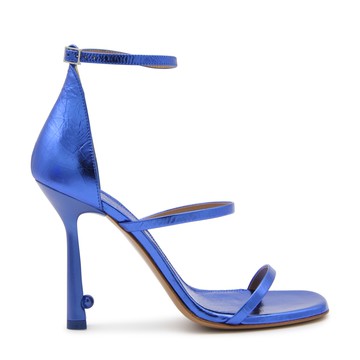 Off-white - Blue White Leather Lollip Pearl Embellished Strappy Sandals