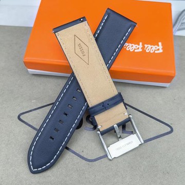 FOSSIL真皮表帶深藍色24MM通用針扣快拆男士手表配件