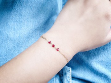 小清新 Ruby 迷你紅寶石手鍊/腳鍊 可調長度 SV925/14KGF