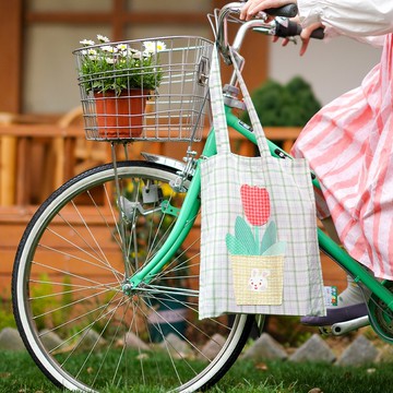 春日環保袋 80s復古昭和 花朵兔子購物袋 印花拼布布藝