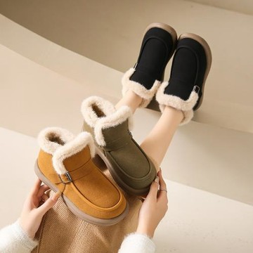 雪地靴韓版女款冬季2025新款加絨加厚棉靴保暖毛毛厚底面包鞋