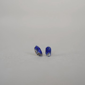 獨一無二 K10YG 天然石耳環【青金石】