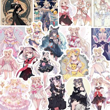 50張水冰月塔羅牌貼紙卡通可愛筆記本電腦手機殼行李箱貼畫裝飾ipad