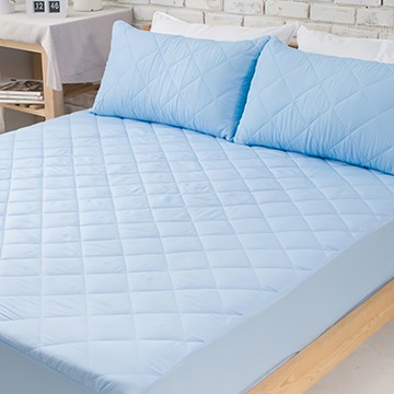 LoveCity 寢城之戀 台灣製馬卡龍炫彩 鋪棉床包式保潔墊  單人  淺藍色