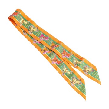 HERMES 愛馬仕 Pani La Shar Pawnee Twilly 絲巾 橘色/多色 絲綢 【二手名牌BRAND OFF】