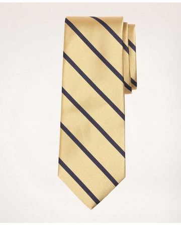 Brooks Brothers Men's Rep Tie | Yellow | Size Regular