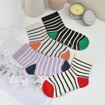 超消臭無痕鬆口止滑童襪-條紋-M-多色任選