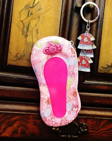 復古風織錦緞鞋型零錢包