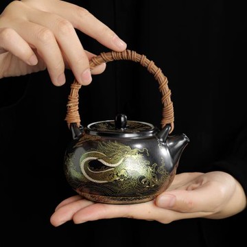 新款陶瓷蘇打釉金龍提梁壺茶壺家用高檔茶水壺單個泡茶壺功夫茶具