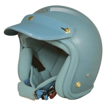 THH 安全帽 FH357 素色 靜謐藍 輕盈 皮革帽舌 全可拆洗 金屬排齒扣具 三扣式 復古帽 半罩