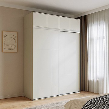 林氏木業四季小戶型1.76M滑門衣櫃 OY2D-白色 (附頂櫃) (H014378539)