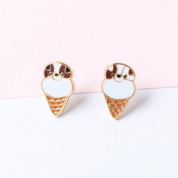 折耳狗狗 汪汪霜淇淋 ice cream for dog lover 耳環 耳夾