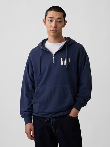 VintageSoft寬版半拉鍊Gap Logo帽T