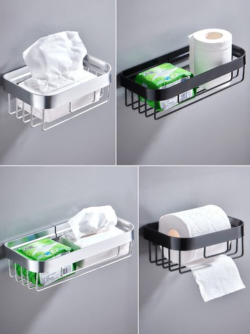免打孔膠貼吸盤式紙巾蔞廁所卷紙架廁所置物架衛浴收納廁紙架壁掛