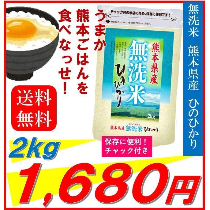 新米　米　お米　２ｋｇ　無洗米　熊本県産　ひのひかり　令和５年産　送料無料