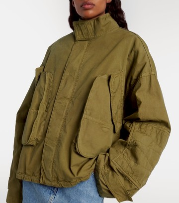 The Attico Leather-trimmed cotton jacket