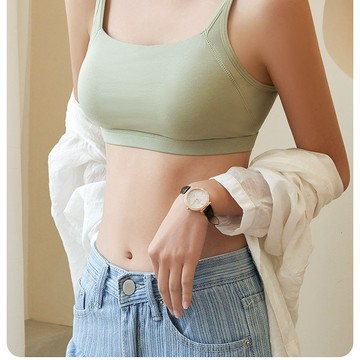 胖胖美依 上衣 胸罩 內搭 背心 吊帶 新款彈性透氣薄款無束縛速乾遮副乳胸墊抹胸無鋼圈吊帶美背胸罩上衣-6734.