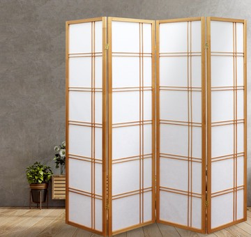 日系簡約四片式實木屏風/玄關屏風-原木色/白色/黑色-178cm(PT807)-台灣製 全球生活家