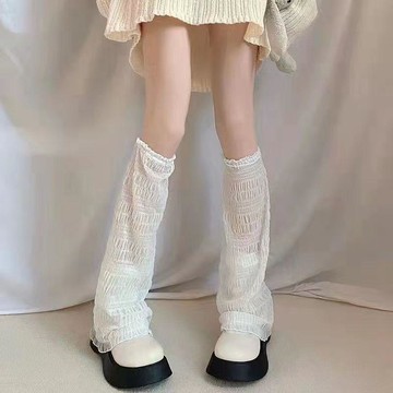 綠安禾🚚 女夏季薄款日系JK防曬闊腿襪套小腿襪Lolita千禧辣妹顯瘦喇叭腿套