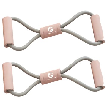 MICHAEL FITNESS 麥克健身 加粗管徑八字拉力器 加長加粗防滑 彈力繩  雲粉  2條  41 x 11.5cm