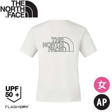 【The North Face 女 圓領排汗短袖上衣 AP《米白》】8CYX/登山/排汗/透氣/短袖T
