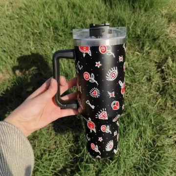 跨境外貿新款情人節車載40oz汽車杯大容量帶手柄保溫杯