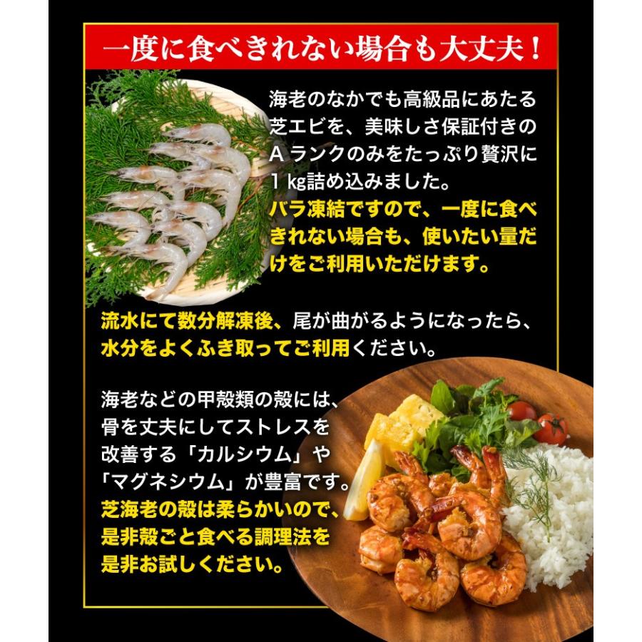 海老 冷凍 熊本県産 天然芝海老 1パック1kg(約110〜140尾前後) 有頭 バラ凍結 無添加 無保水 国産 バーベキュー クール