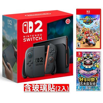 【AS電玩】7/10 NS2主機+NS2 瑪利歐賽車世界+NS 分享同樂 ! 瓦利歐製造 +NS2 玻璃貼(2入)