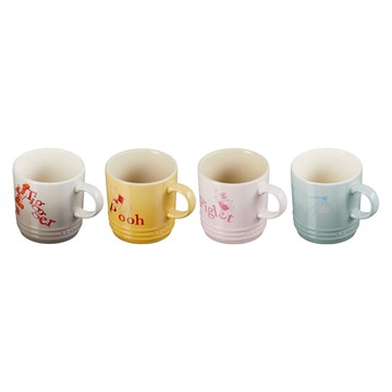 LE CREUSET 小熊維尼系列 英式馬克杯4件組 350ml  溫桲黃 + 貝殼粉 + 海洋之花 + 肉豆蔻  1套
