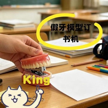 【臺灣出貨】假牙訂書機 惡搞整蠱趣味文具 迷你便攜釘書機 學生辦公個性小物 造型新奇實用釘具 同學派對整人道具