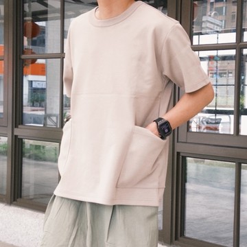 AMERO 台灣製造 男女裝 圓領短袖T恤 太空棉 側雙口袋 情侶裝