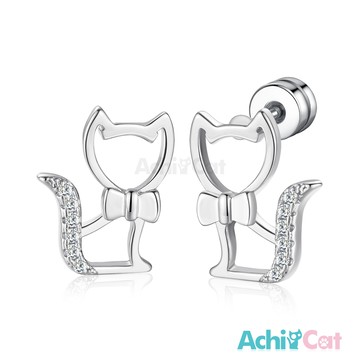 耳環．氣質小貓．貓咪．栓扣耳環．抗敏鋼耳針．一對價格．G4114