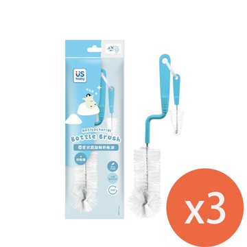 【US BABY 優生】抗菌旋轉奶瓶刷-皇帝企鵝(附奶嘴刷)*3組