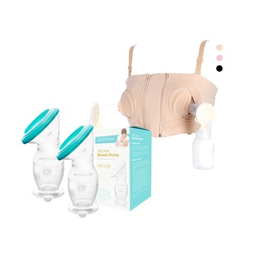 MOOIMOM 沐伊孕哺 集乳器全配組 (真空吸力集乳器*2+擠乳器專用免手扶哺乳內衣*1)