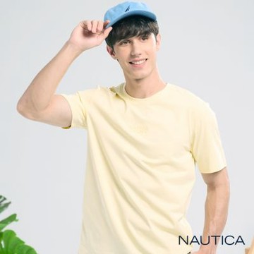 Nautica 官方旗艦 男裝 涼感抑菌極簡立體刺繡LOGO短袖T恤-黃色