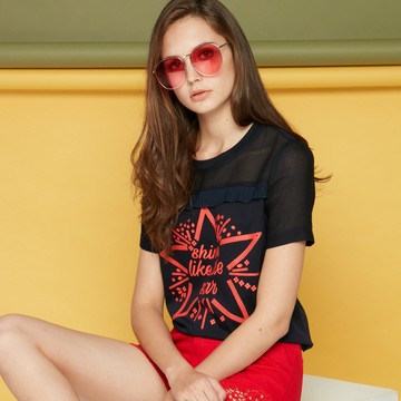 CLL巧玲瓏 透視感造型短袖上衣 5563722