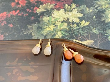 水滴形紅東陵石耳環 耳針/耳勾/耳夾