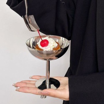 輕奢304不銹鋼雞尾酒杯高檔甜品冰淇淋杯高腳杯餐廳手工雪糕杯