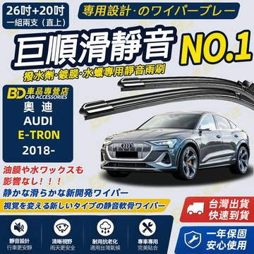 【AUDI E-TRON 撥水劑專用雨刷】專為鍍膜玻璃研製 含水蠟 矽膠鍍膜 2018~至今 26+20吋 軟骨雨刷