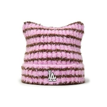 Karina X TWS PICK MLB 條紋 貓耳帽 洛杉磯 道奇隊 針織毛帽 韓國