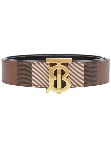 Burberry - reversible monogram buckle check belt - women - Thermoplastic Polyurethane (TPU)/Cotton/Calf Leather - M - Brown