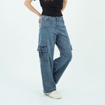 GIORDANO 女裝高彈力牛仔落地褲 Blue Classics系列 - 75 中藍