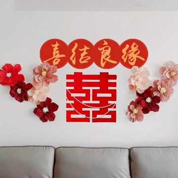 現貨 日日囍∞喜字貼 婚房裝飾貼 囍字貼 婚禮布置 囍字裝飾貼 婚房佈置 壁貼 婚用品 婚慶用品 喜字 牆貼
