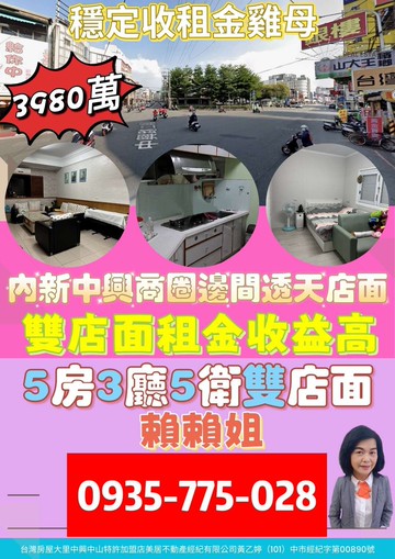 正中興路透天店面邊間雙面臨路中興內新東榮商圈｜台中市大里區中興路二段