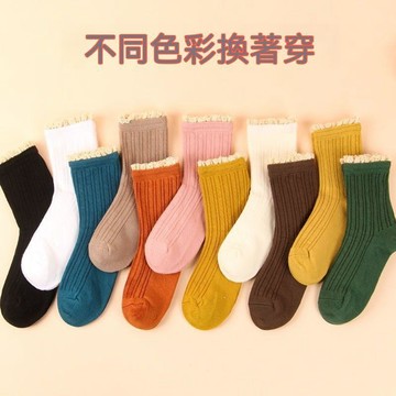 中筒袜 ▎南極人5/10雙裝襪子女中筒日系女襪秋冬季中厚韓版潮流花邊襪個性00