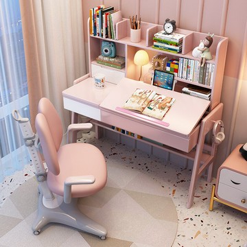 ??可開發票??免運 桌子 書桌 學習桌 長桌 辦公桌 兒童學習桌椅套裝可升降實木書桌書架組合一體家用臥室學生寫字桌