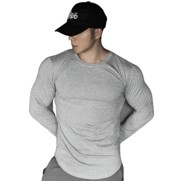 肌肉新款春秋男運動休閒跑步健身鍛鍊棉彈力素色長袖打底T恤外貿